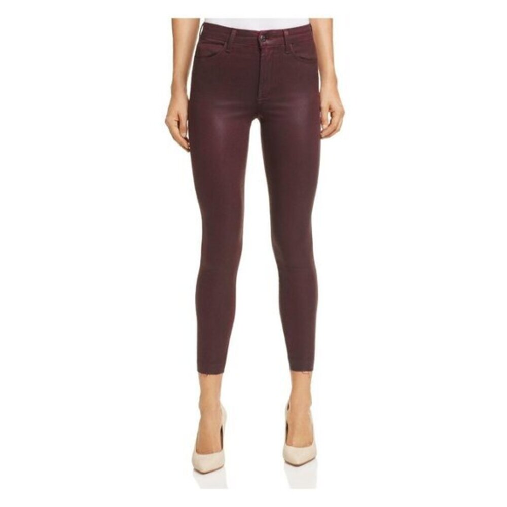 Joe's Jeans Coated Jeans High Raise Skinny Ankle Jean Merlot Red Denim SZ 29 New